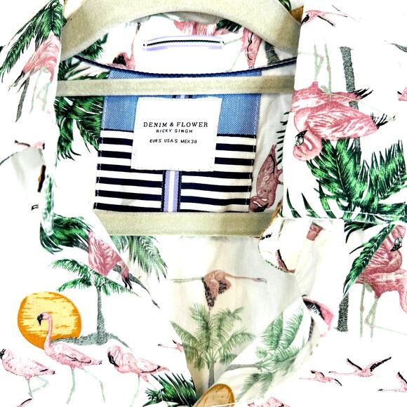 Denim & Flower Flamingo Mens Shirt S - Picture 3 of 4